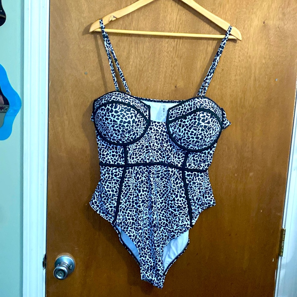 One piece animal print bathing suit